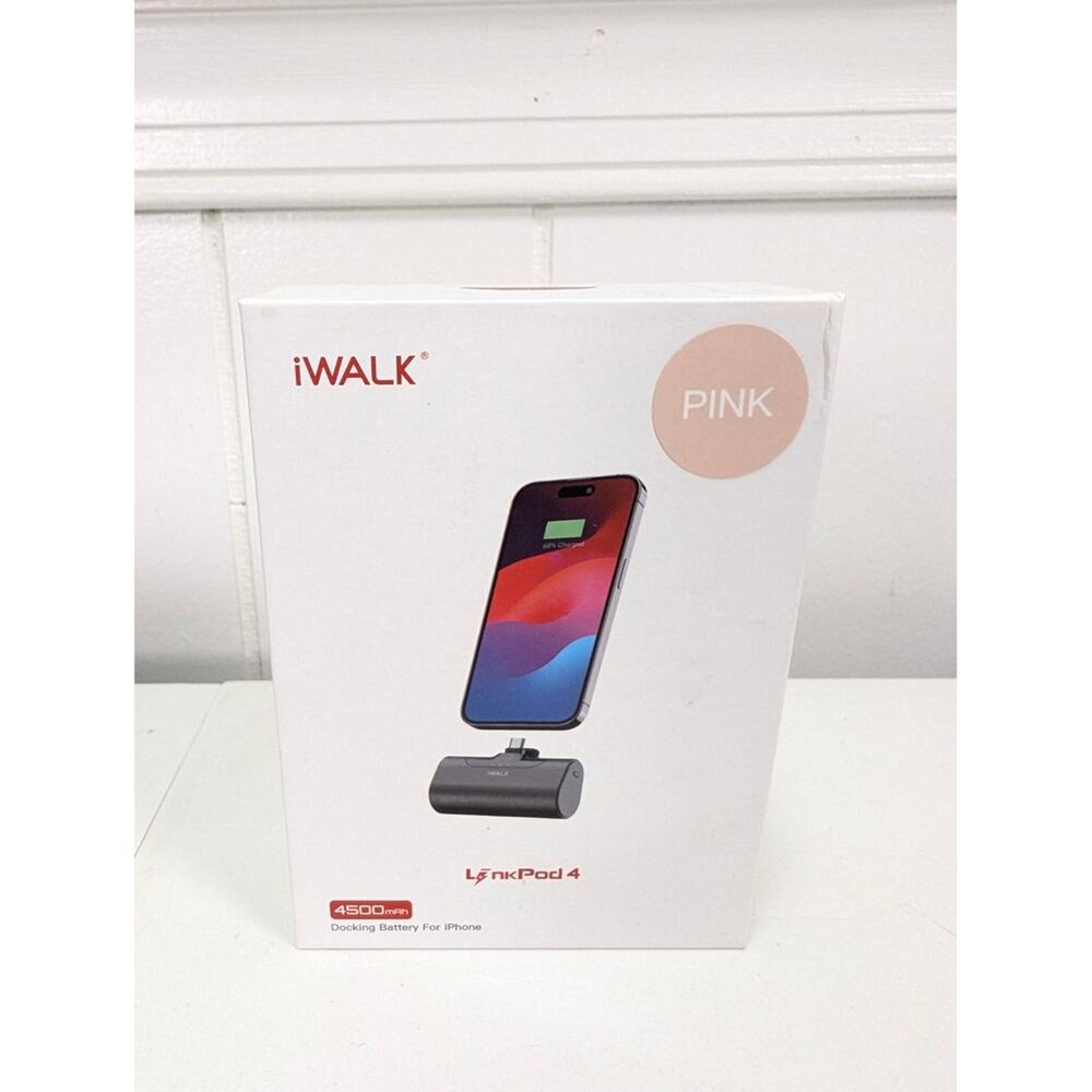 iWALK LinkPod 4 Portable Phone Charger 4500mAh USB C Fast Charging Pink